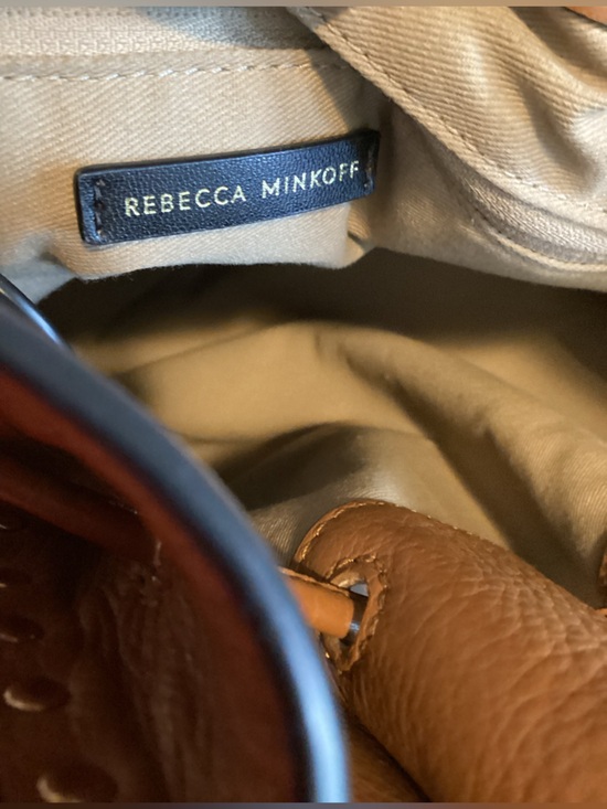 Rebecca Minkoff Nanine Carmello drawstring  Bucket crossbody leather purse